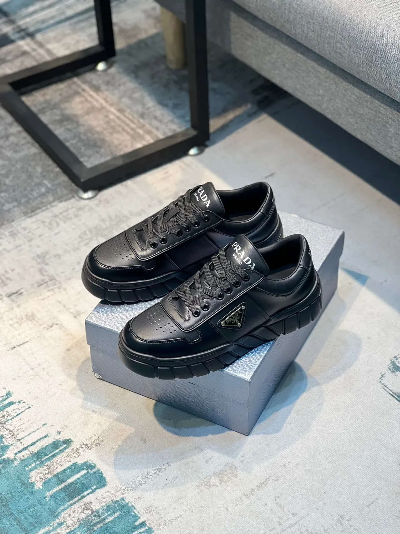 Prada Cloudbust Black Leather Lifestyle Sneakers 7