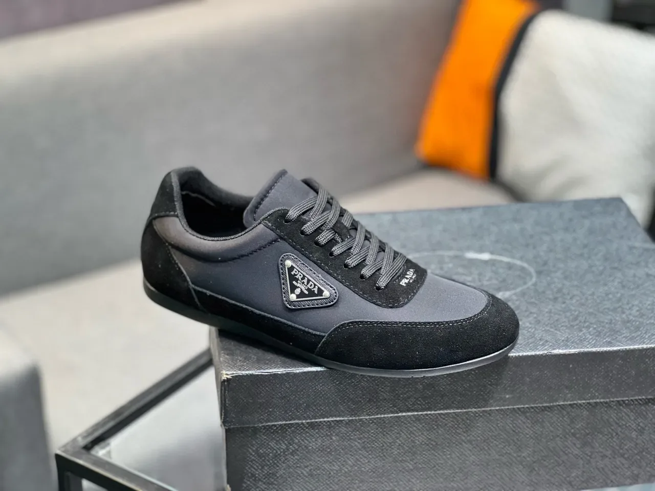 Prada Cloudbust Black Low-Top Suede-and-Synthetic Lifestyle Sneakers 5