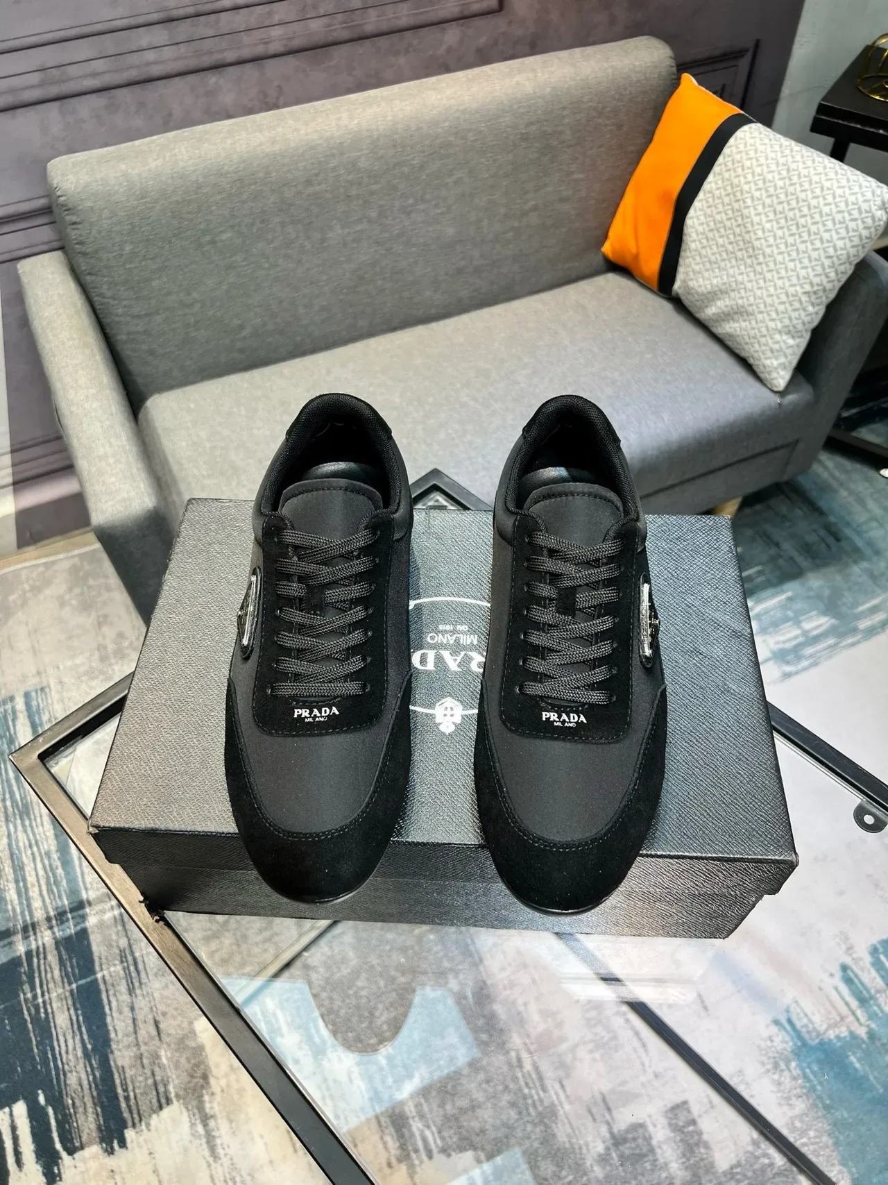 Prada Cloudbust Black Low-Top Suede-and-Synthetic Lifestyle Sneakers 7