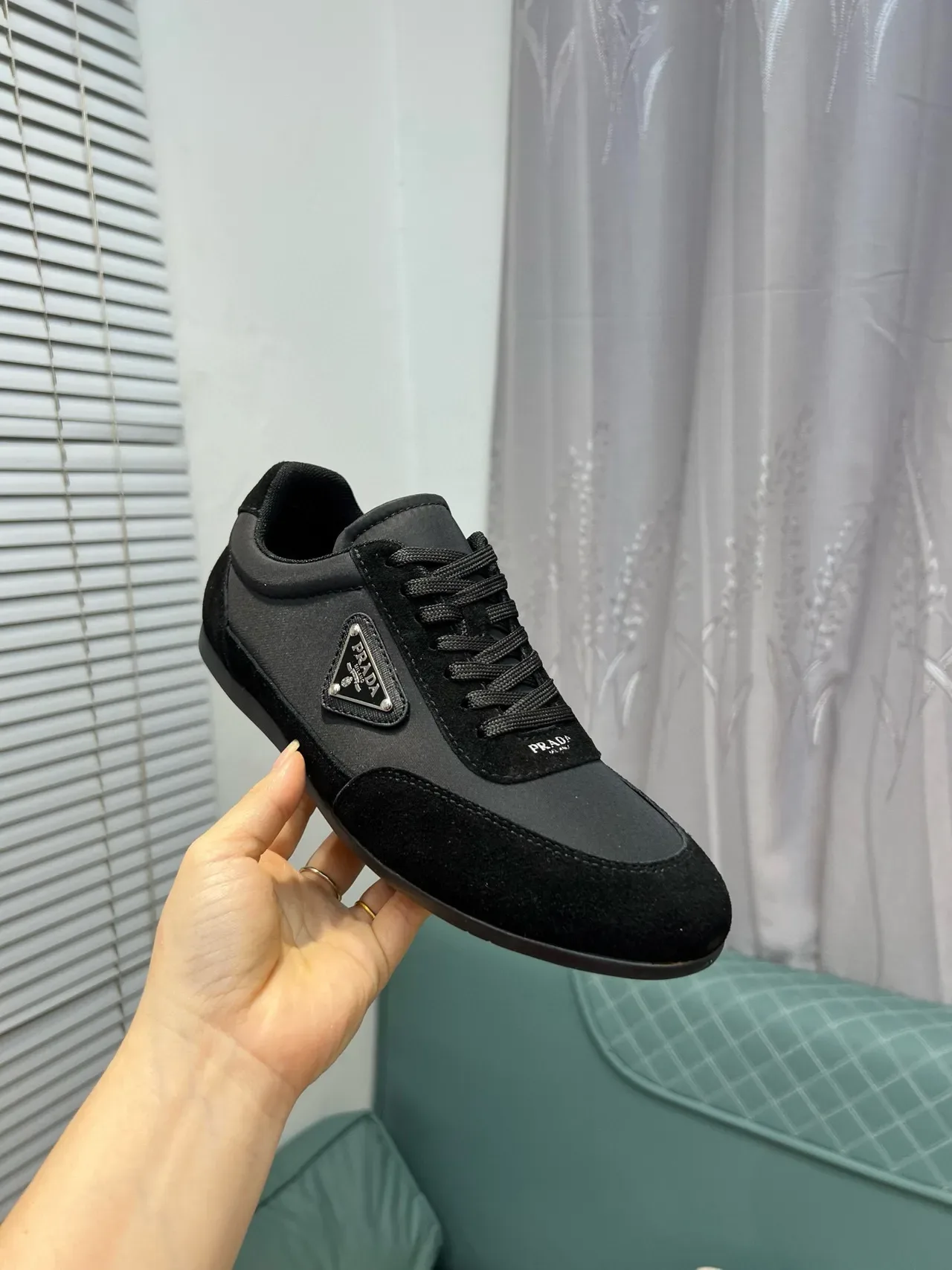 Prada Cloudbust Black Low-Top Suede-and-Synthetic Lifestyle Sneakers 8