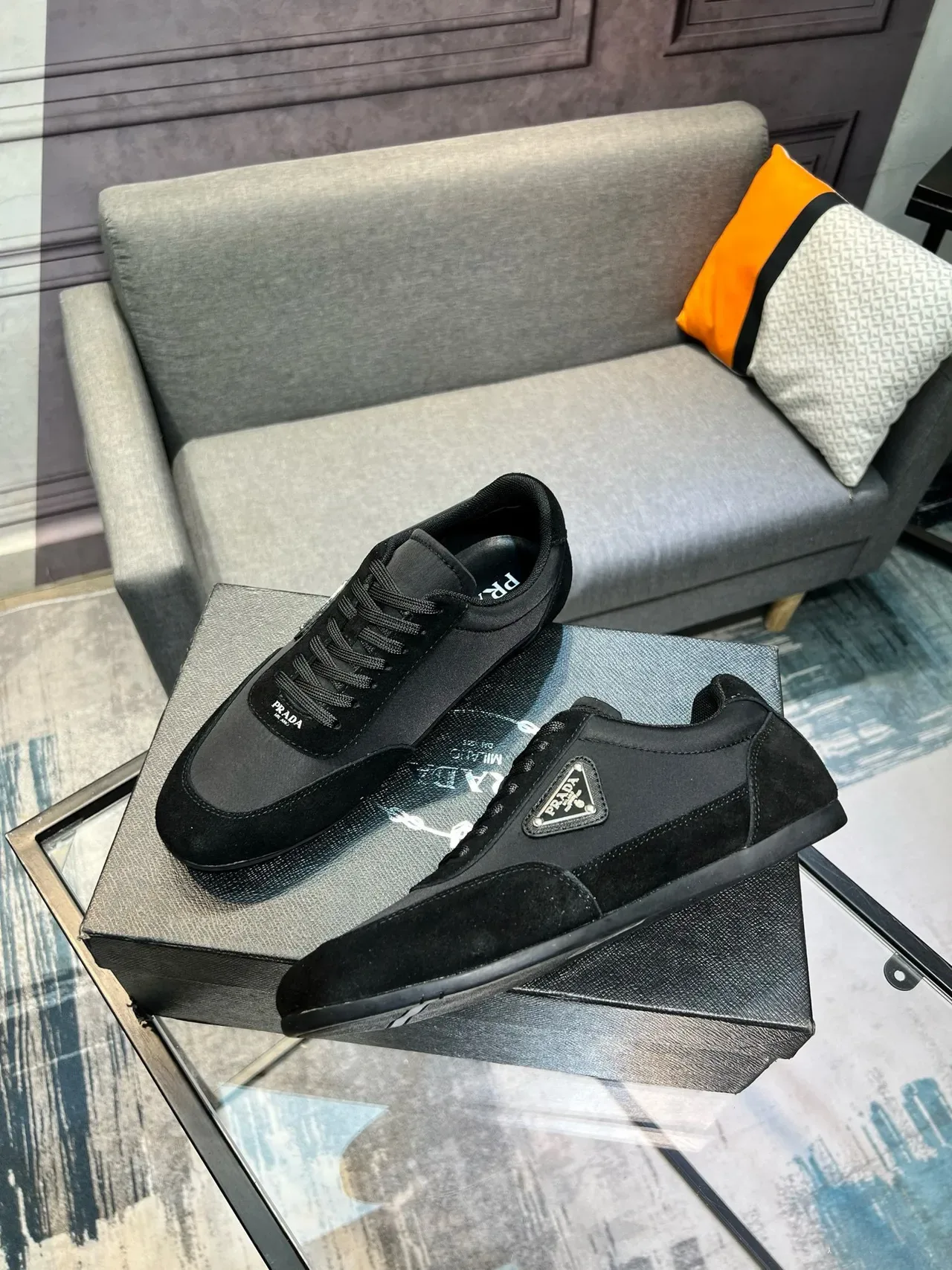 Prada Cloudbust Black Low-Top Suede-and-Synthetic Lifestyle Sneakers 9
