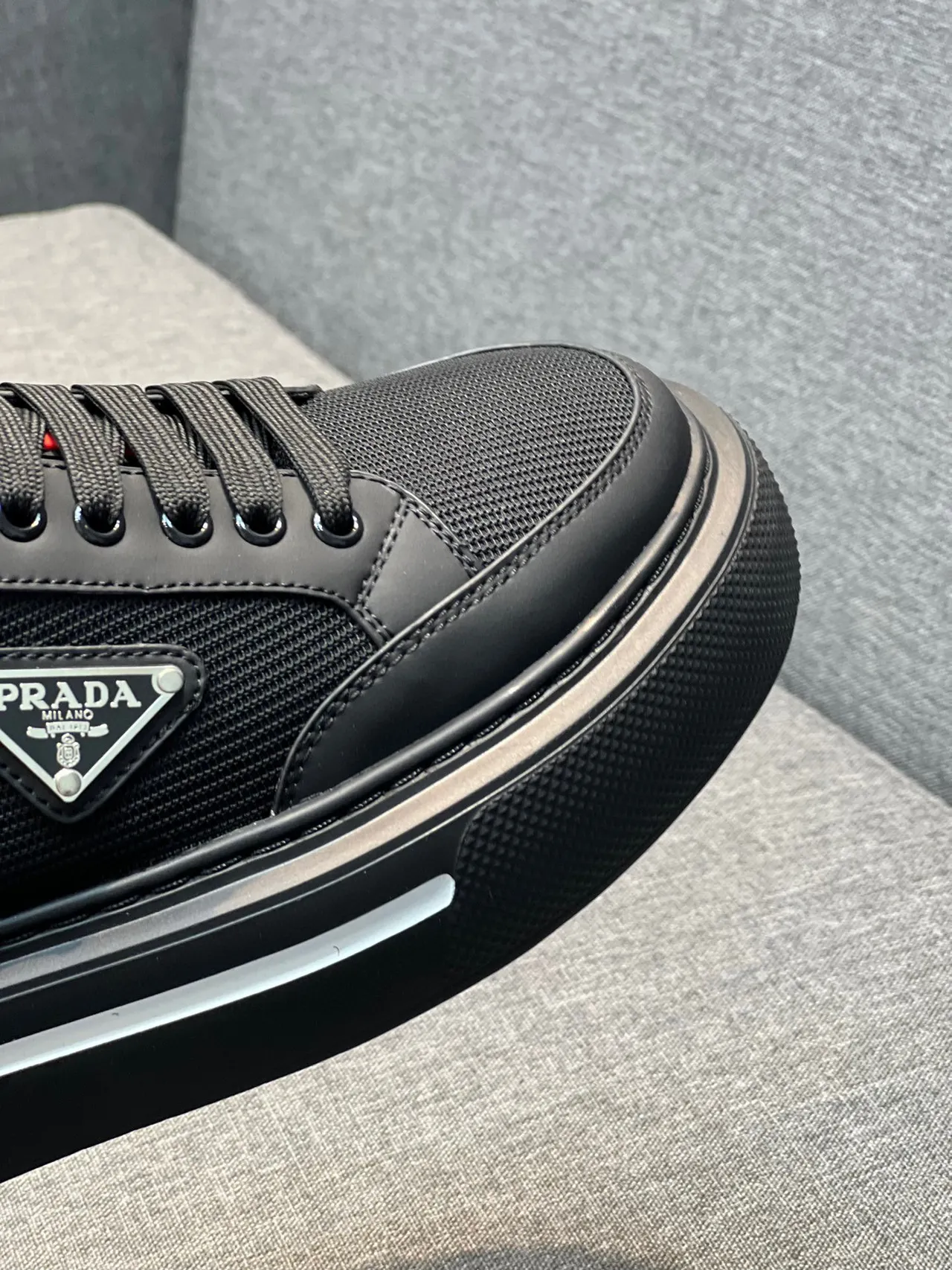 Prada Cloudbust Black Mesh and Leather Lifestyle Sneakers 3