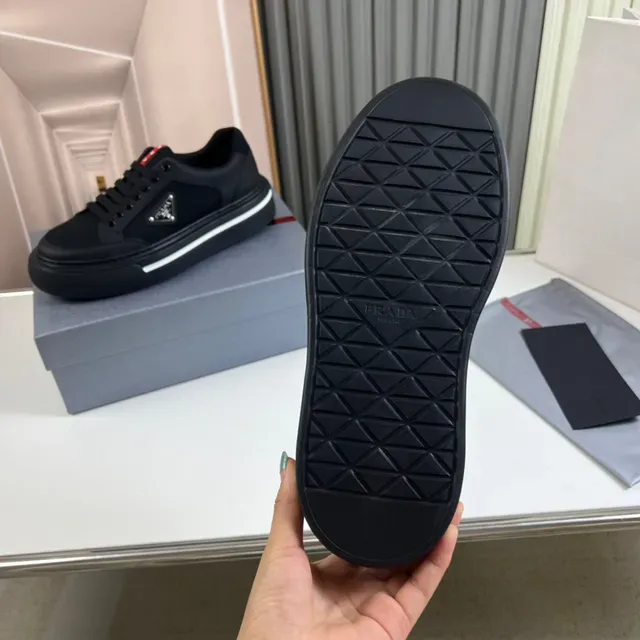 Prada Cloudbust Black Mesh and Leather Platform Lifestyle Sneakers 2