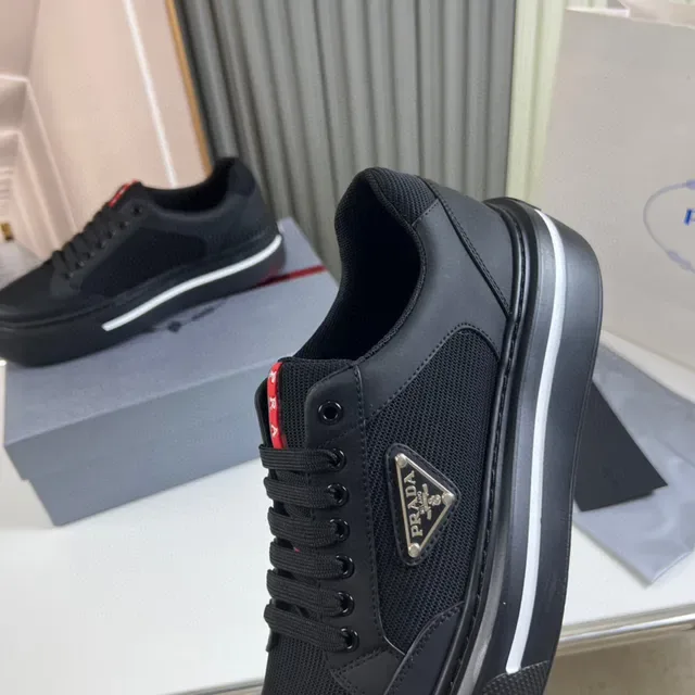 Prada Cloudbust Black Mesh and Leather Platform Lifestyle Sneakers 3