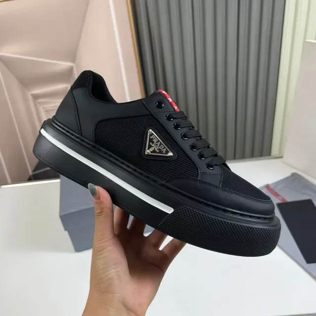 Prada Cloudbust Black Mesh and Leather Platform Lifestyle Sneakers 4