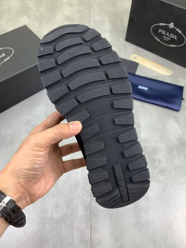 Prada Cloudbust Black Mixed-Material Upper Glossy Patent Toe Cap Lifestyle Sneakers 3