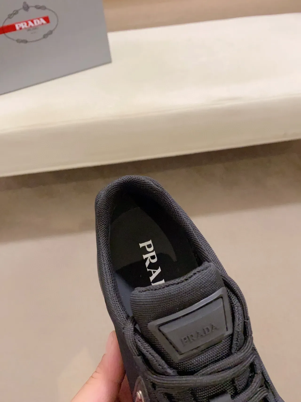 Prada Cloudbust Black Monochrome Textile And Rubber Construction Lifestyle Sneakers 5