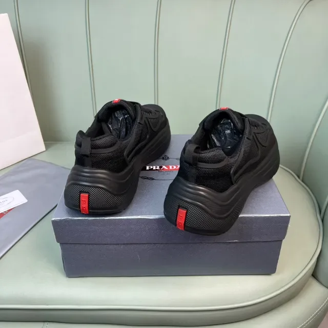 Prada Cloudbust Black Red Mesh Upper Molded Wave Overlay Chunky Sneakers 6