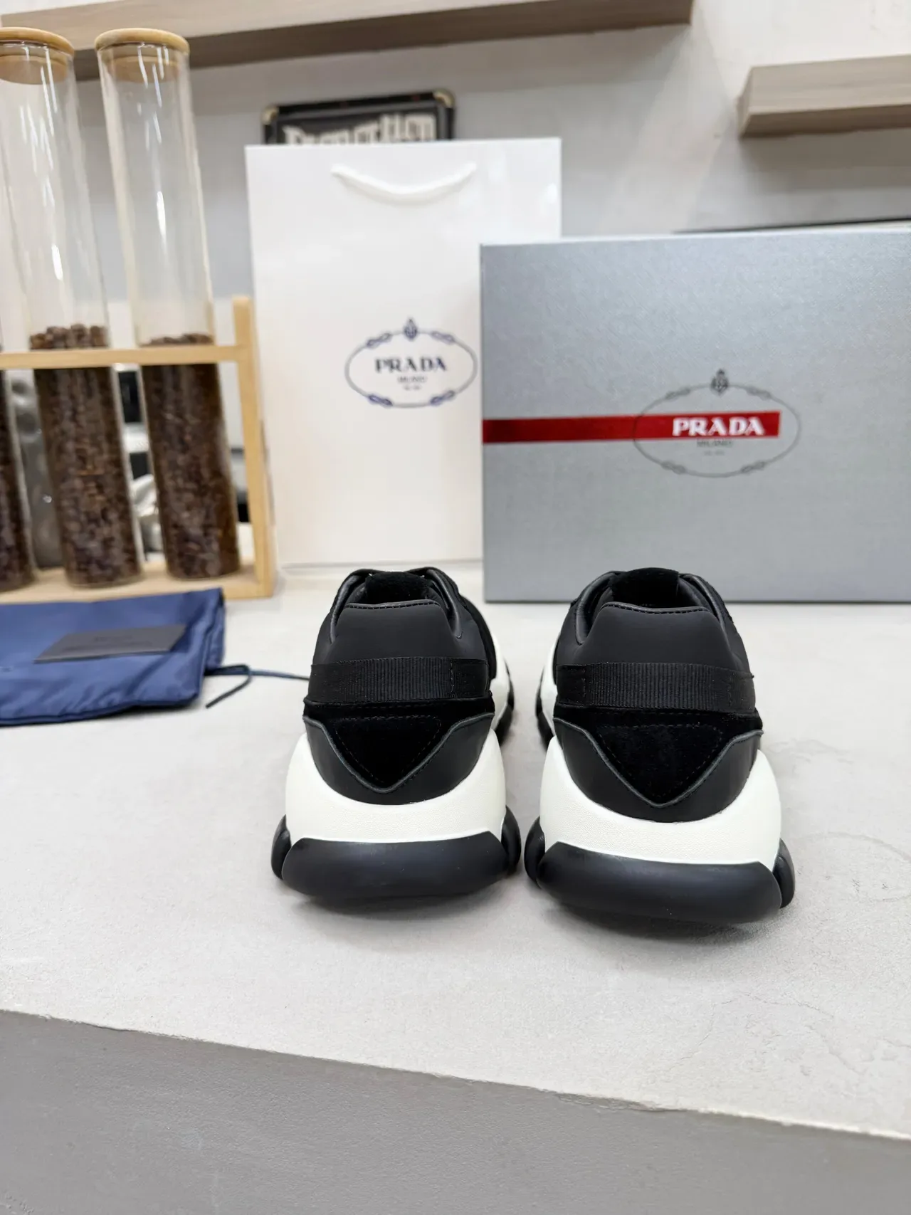 Prada Cloudbust Black Suede and Mesh Chunky Sneakers 3