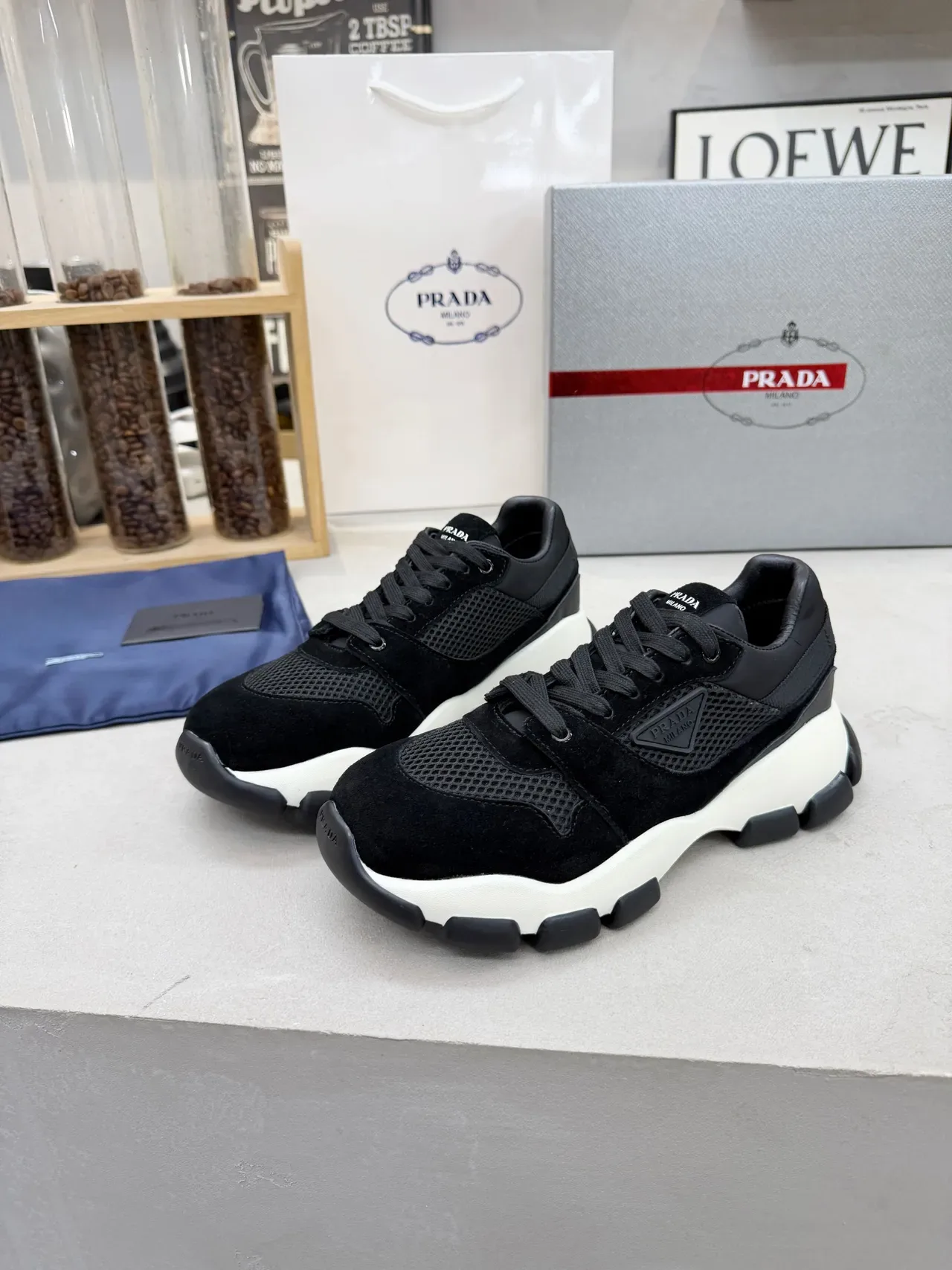 Prada Cloudbust Black Suede and Mesh Chunky Sneakers 6