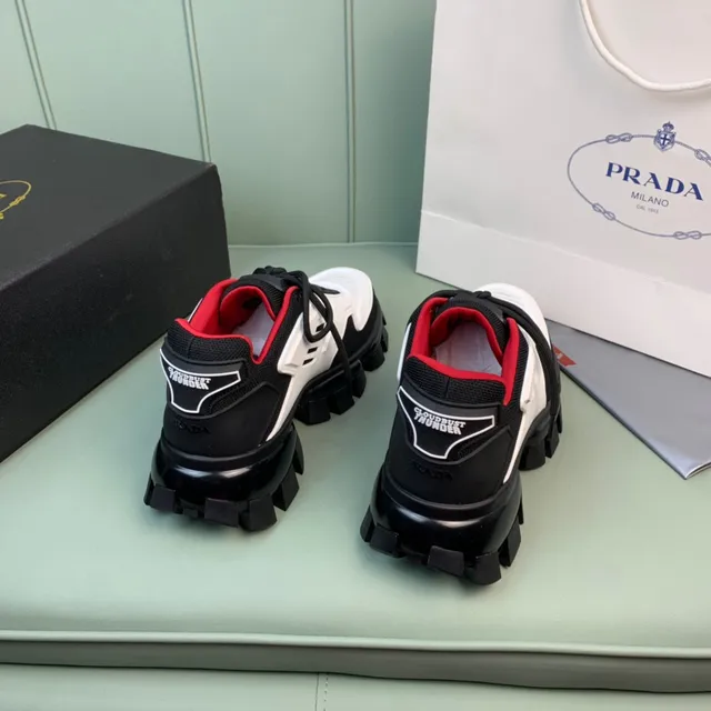 Prada Cloudbust Black White Lug Sole Geometric Paneling Chunky Sneakers 5