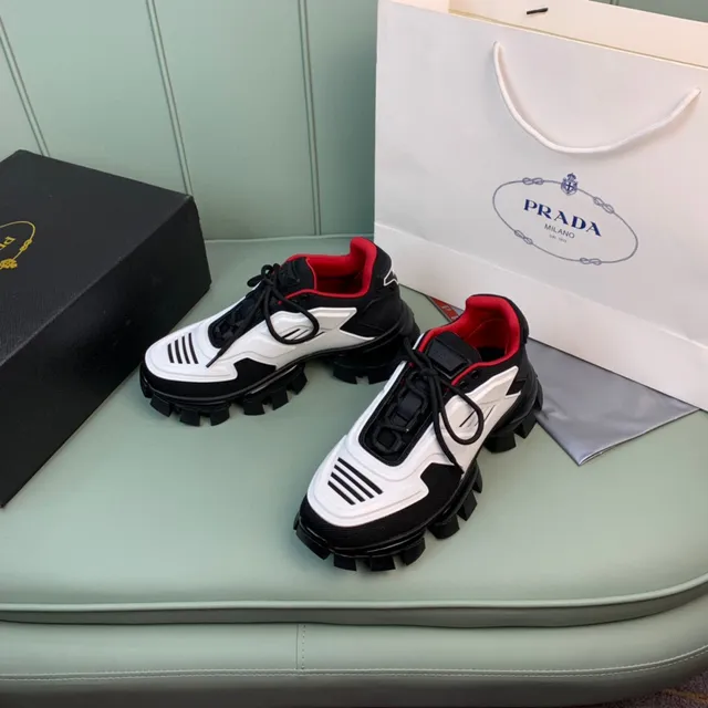 Prada Cloudbust Black White Lug Sole Geometric Paneling Chunky Sneakers 7