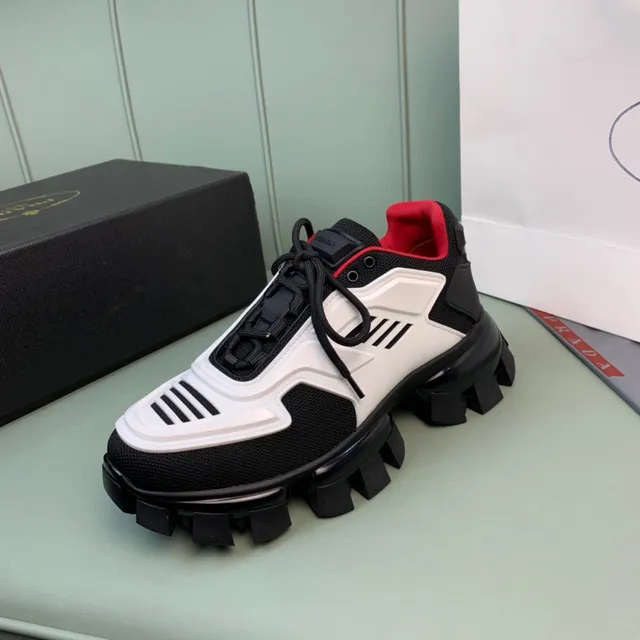 Prada Cloudbust Black White Lug Sole Geometric Paneling Chunky Sneakers 9