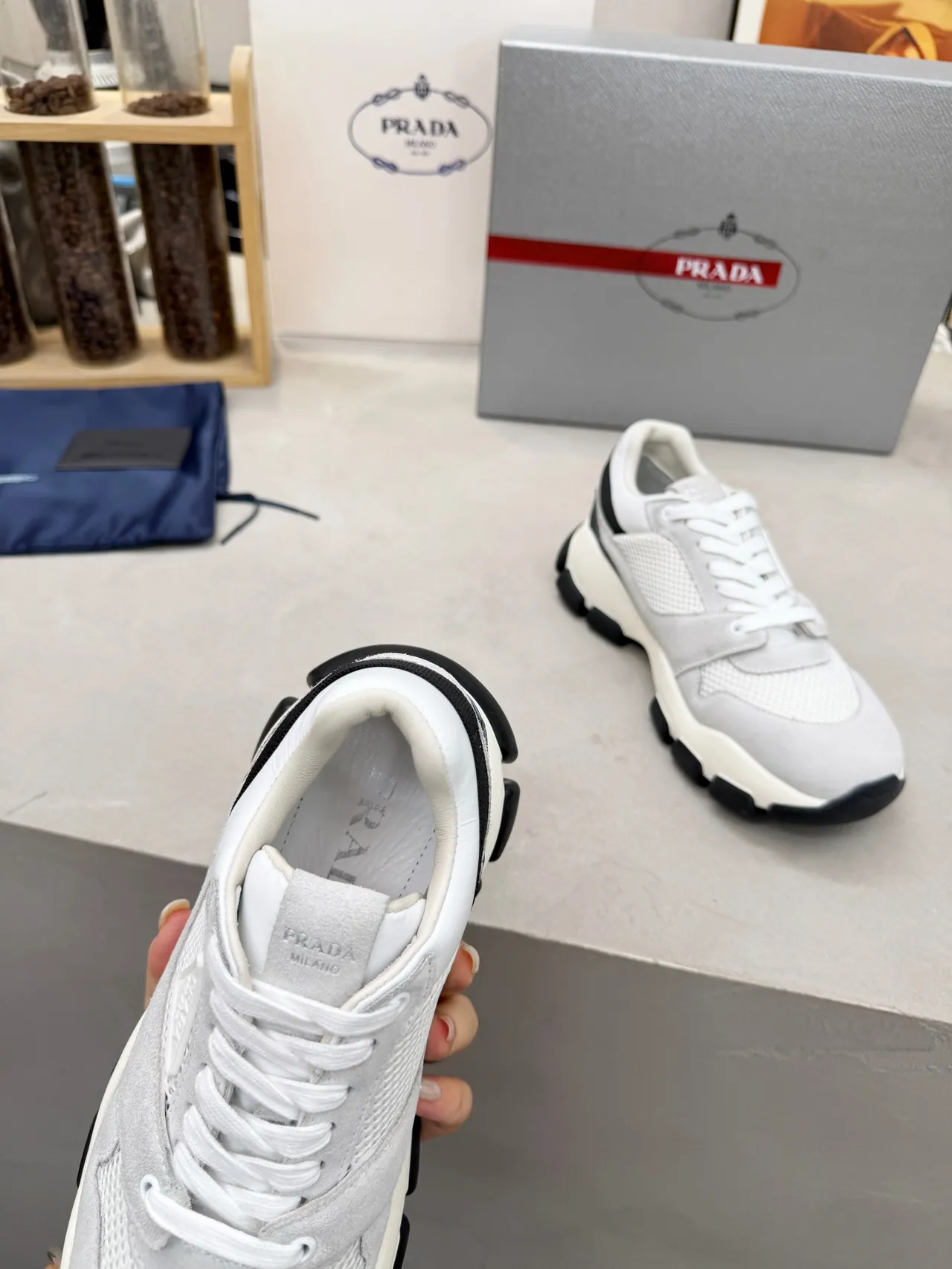 Prada Cloudbust Gray and Black Chunky Sneakers 4