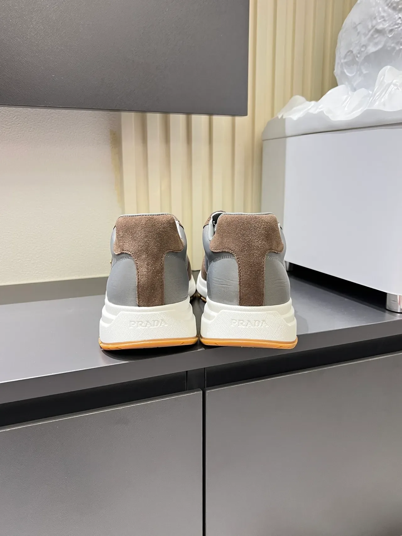 Prada Cloudbust Gray and Brown Suede Lifestyle Sneakers 2