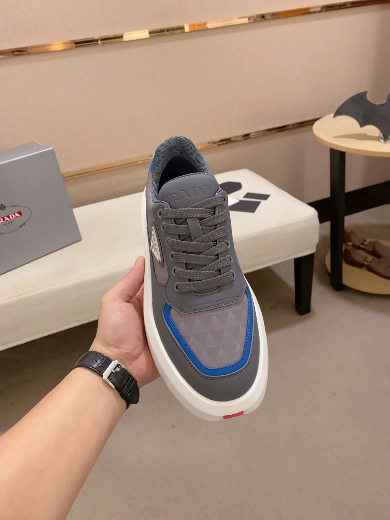 Prada Cloudbust Gray Blue White Chunky Sneakers 3