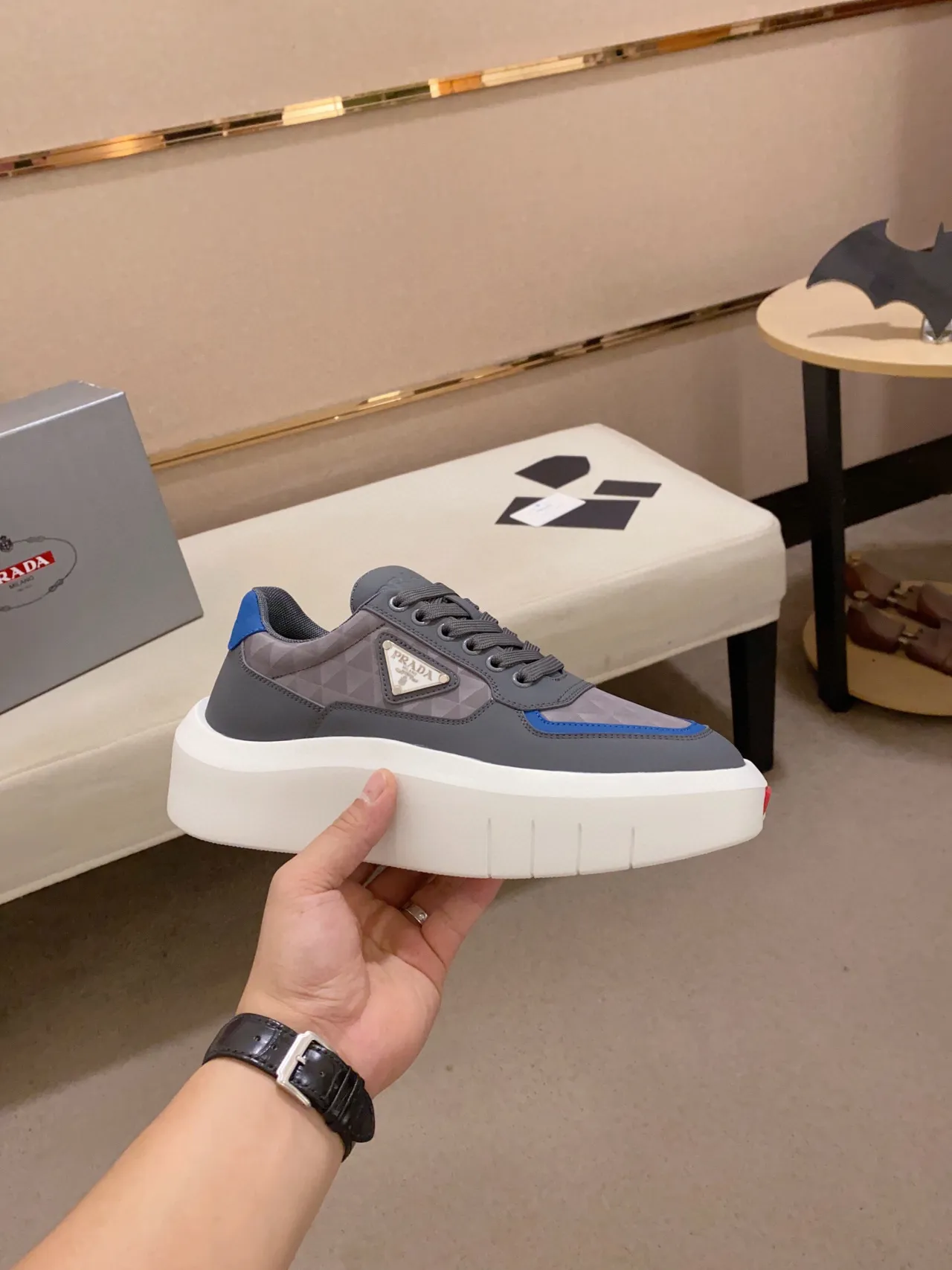 Prada Cloudbust Gray Blue White Chunky Sneakers 5