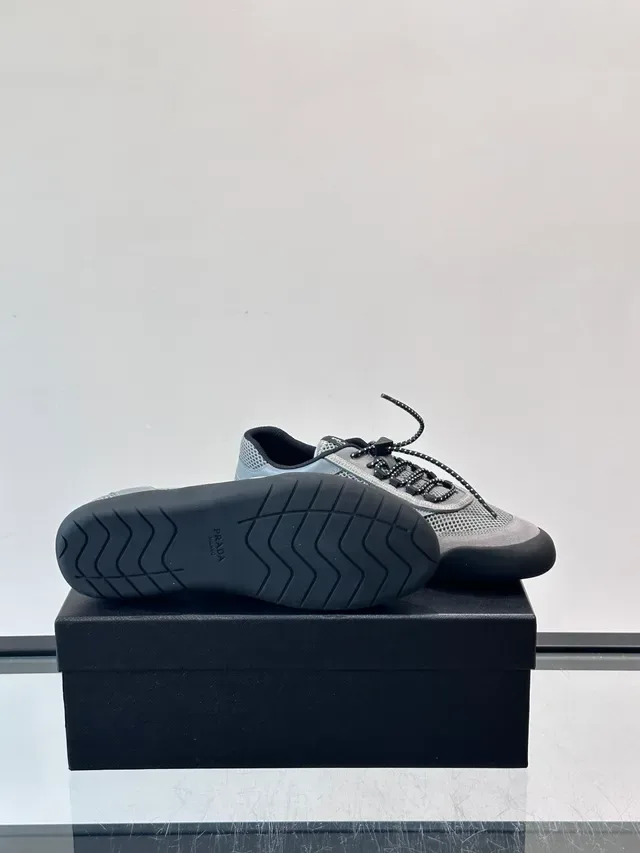 Prada Cloudbust Gray Mesh and Suede Lifestyle Sneakers 2