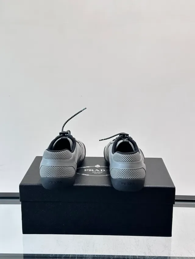 Prada Cloudbust Gray Mesh and Suede Lifestyle Sneakers 3