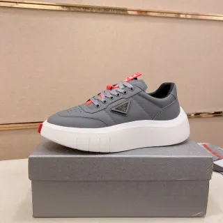 Prada Cloudbust رمادي أحمر منصة نعل مثقوب رأس أصابع حذاء رياضي سميك