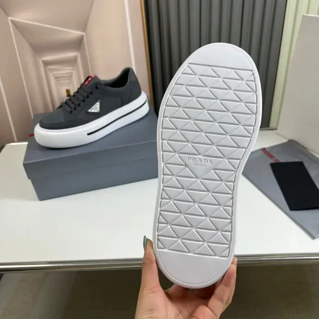Prada Cloudbust Gray White Low-Top Mesh-and-Synthetic Upper Lifestyle Sneakers 2