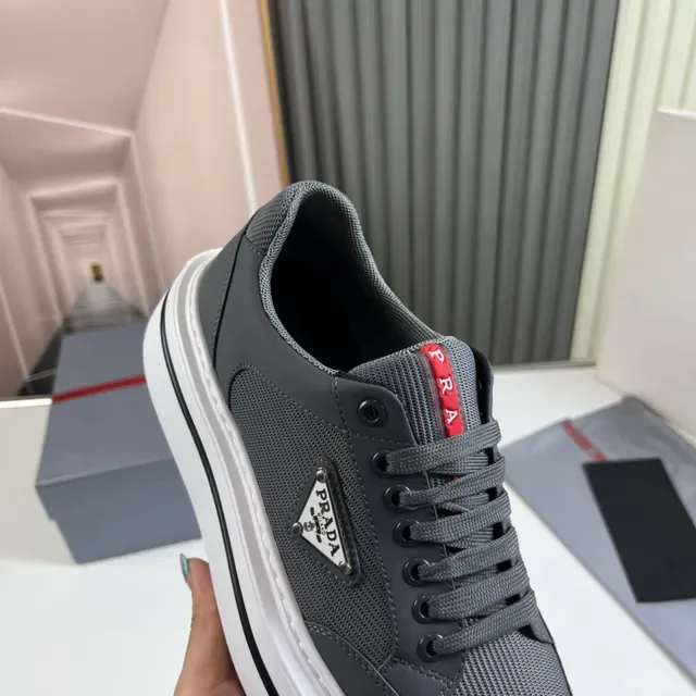 Prada Cloudbust Gray White Low-Top Mesh-and-Synthetic Upper Lifestyle Sneakers 3