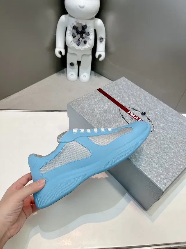 Prada Cloudbust Light Blue White Red Lifestyle Sneakers 4