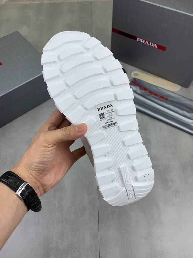 Prada Cloudbust Light Gray and Off-White Lifestyle Sneakers 2