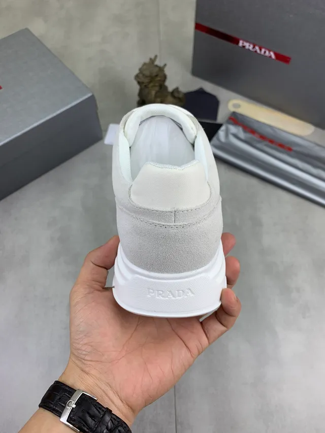 Prada Cloudbust Light Gray and Off-White Lifestyle Sneakers 3