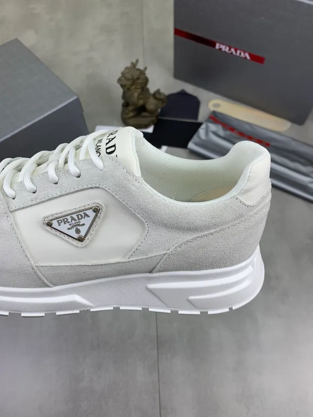 Prada Cloudbust Light Gray and Off-White Lifestyle Sneakers 4