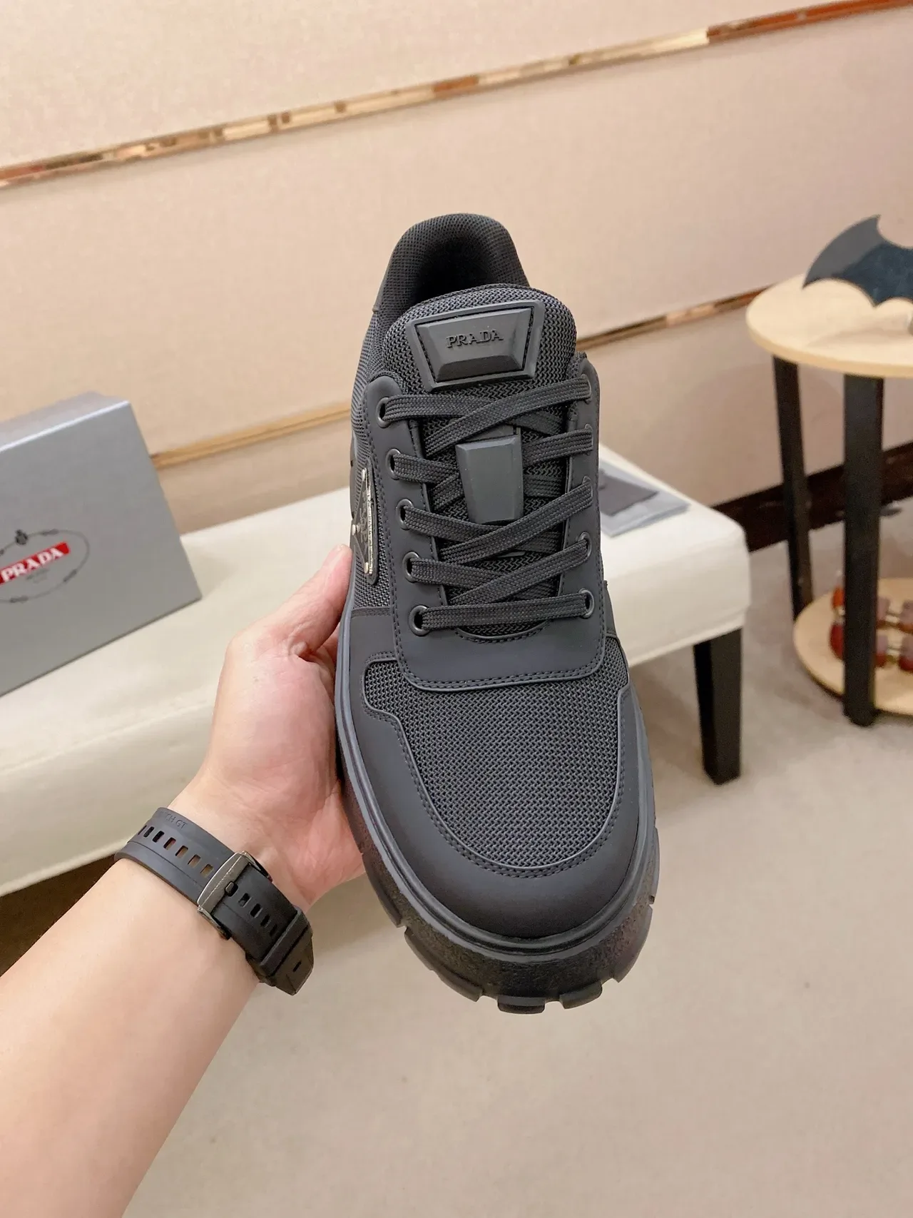 Prada Cloudbust Monochrome Black Chunky Sneakers 5