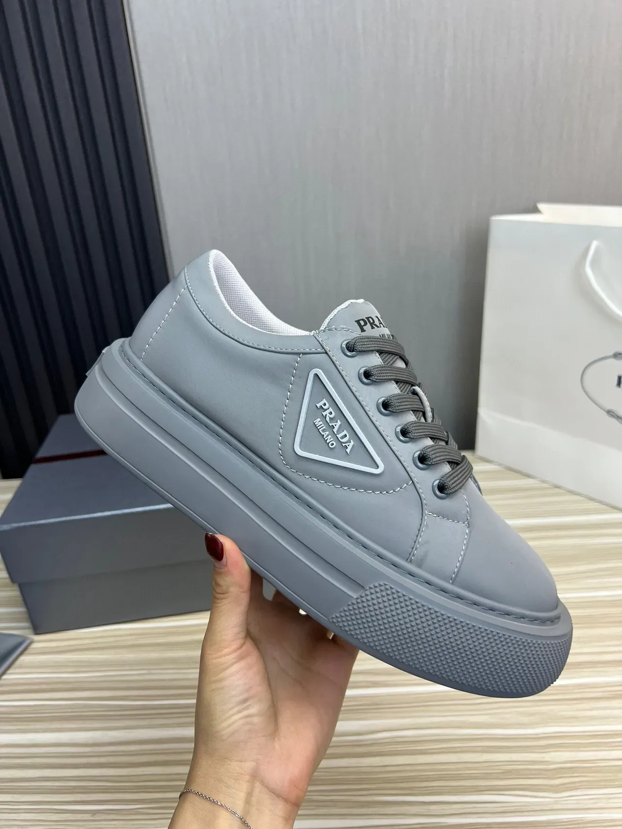 Prada Cloudbust Monochrome Gray Lifestyle Sneakers 6