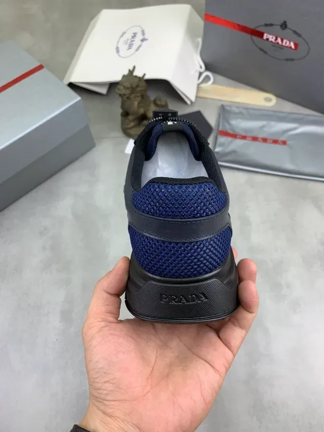 Prada Cloudbust Navy Blue Mesh and Suede Lifestyle Sneakers 3