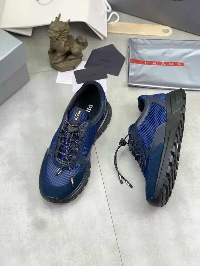 Prada Cloudbust Navy Blue Mesh and Suede Lifestyle Sneakers 5