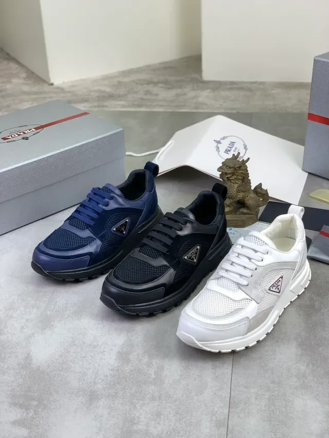 Prada Cloudbust Navy Blue Mesh and Suede Lifestyle Sneakers 2