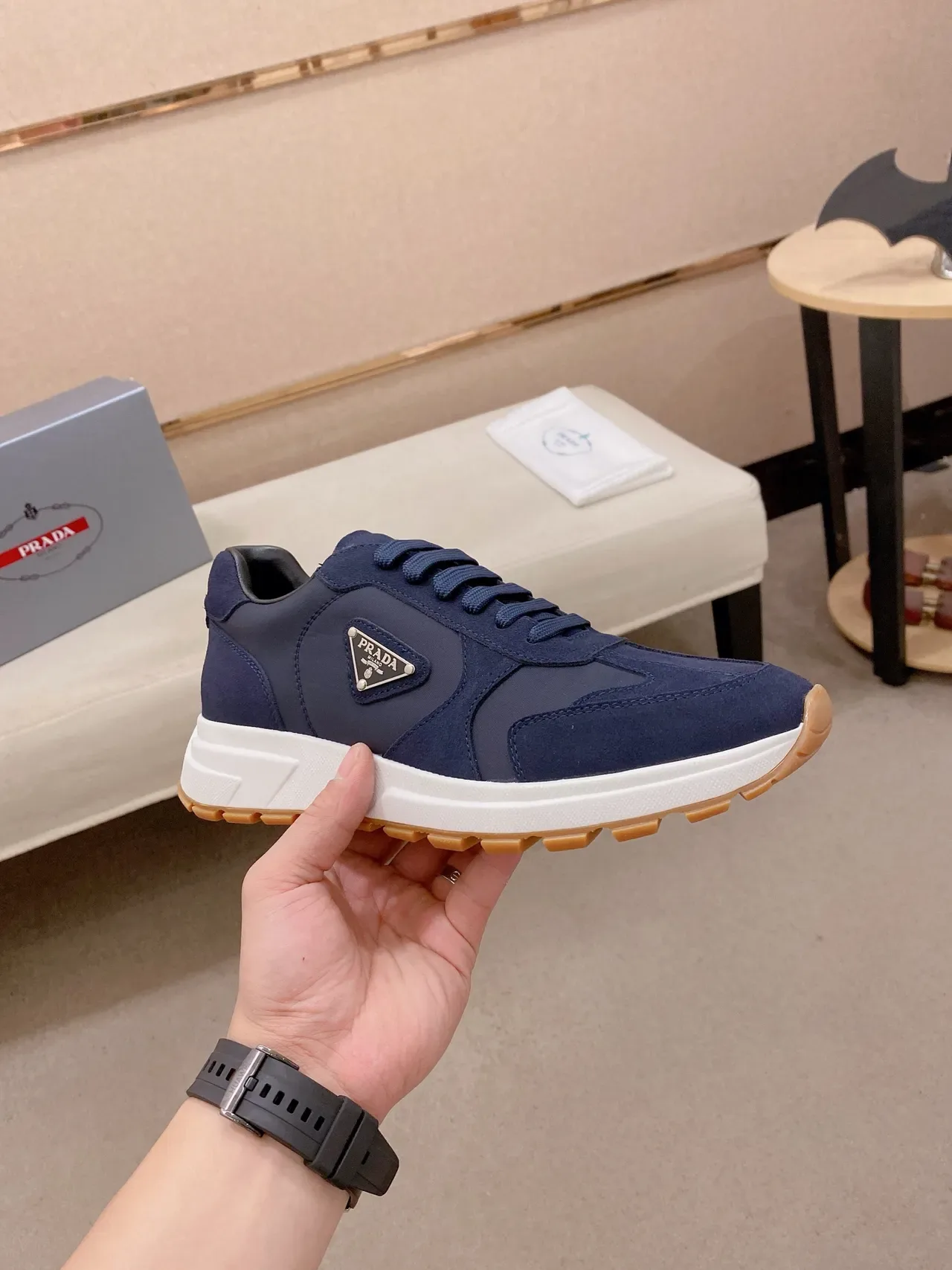 Prada Cloudbust Navy Suede and Nylon Lifestyle Sneakers 4