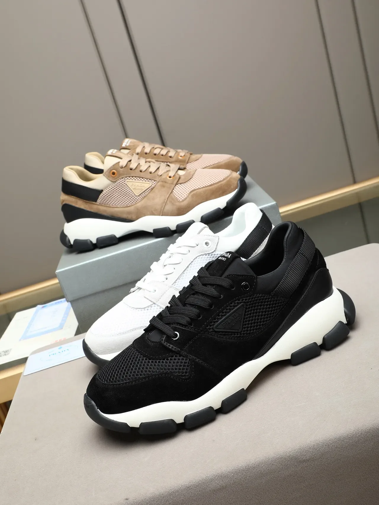 Prada Cloudbust White and Black Chunky Sneakers 2