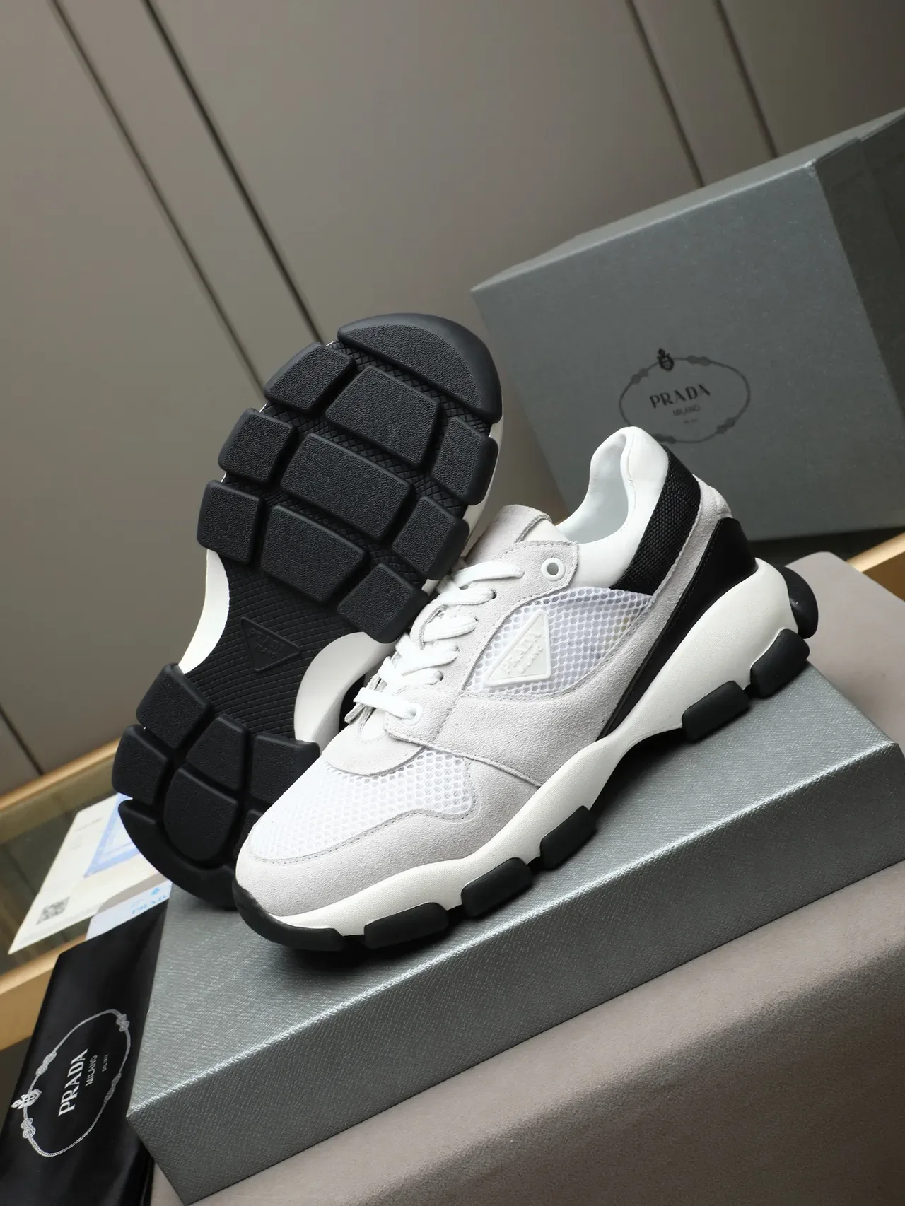 Prada Cloudbust White and Black Chunky Sneakers 5