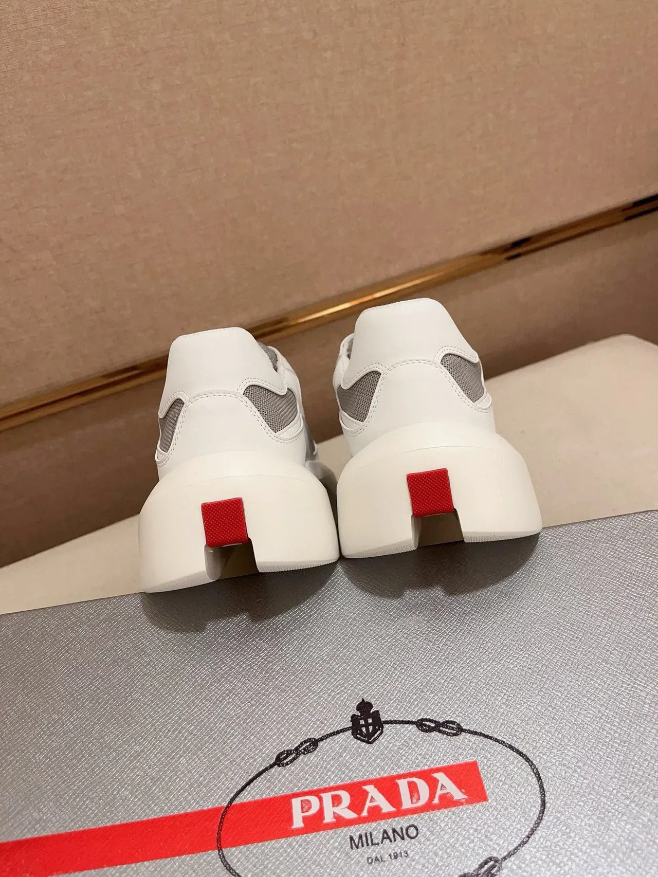 Prada Cloudbust White and Gray Mesh Lifestyle Sneakers 8