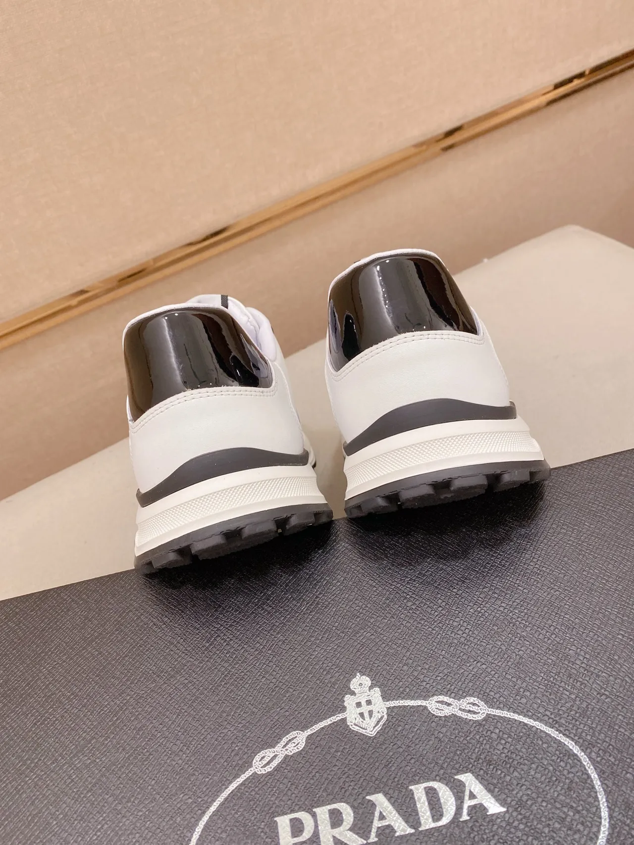 Prada Cloudbust White Black Leather Upper Contrast Piping Lifestyle Sneakers 3