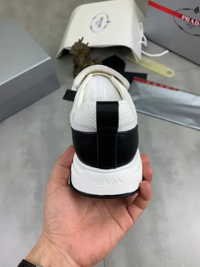 Prada Cloudbust White Black Mesh And Suede Upper Logo Strap Closure Lifestyle Sneakers 3