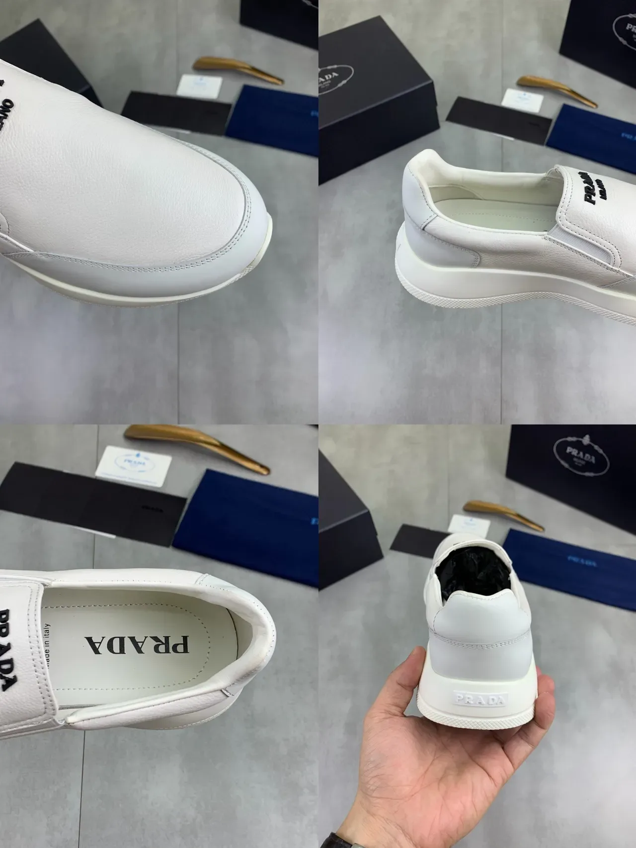 Prada Cloudbust White Leather Slip-On Casual Shoes 2