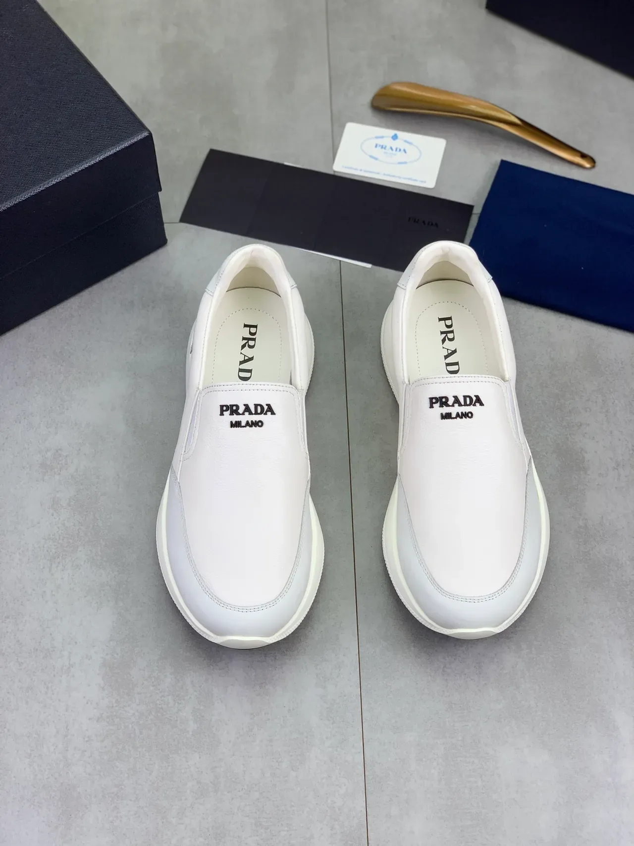 Prada Cloudbust White Leather Slip-On Casual Shoes 4