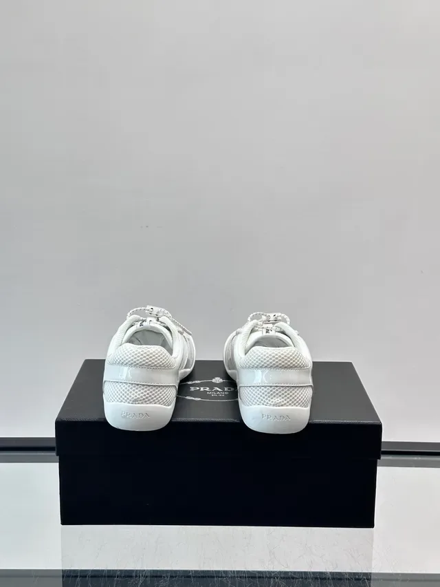 Prada Cloudbust White Mesh and Patent Lifestyle Sneakers 3