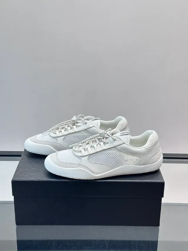 Prada Cloudbust White Mesh and Patent Lifestyle Sneakers 5