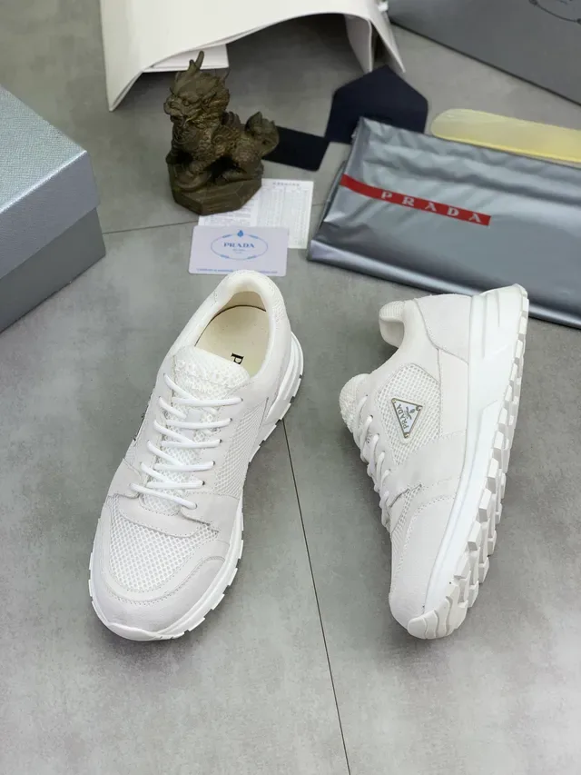 Prada Cloudbust White Mesh-Suede Chunky Sneakers 5