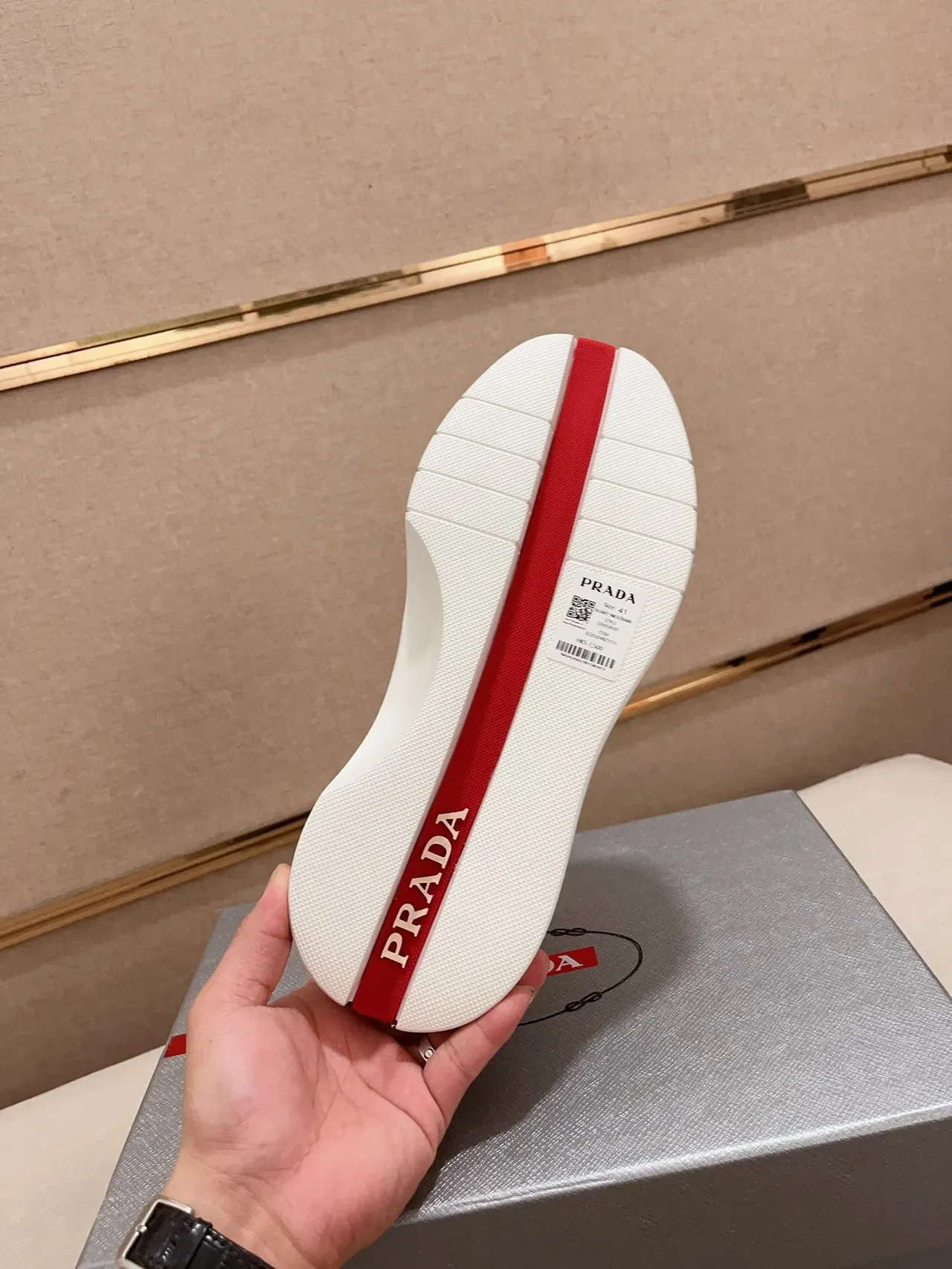 Prada Cloudbust White Red Chunky Platform Sole Mixed-Material Upper Lifestyle Sneakers 9