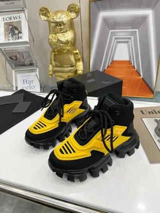 Prada Cloudbust Yellow and Black Chunky Sneakers 4