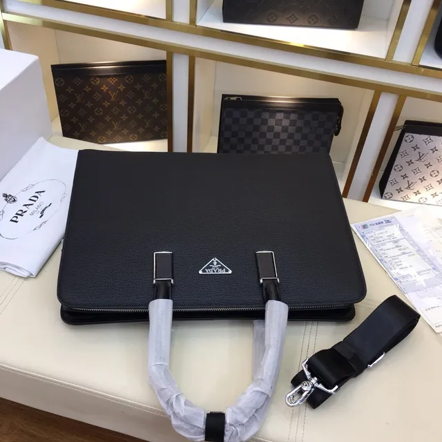 Prada Galleria Black Silver Pebbled Leather Triangular Logo Plaque Tote Bag 7