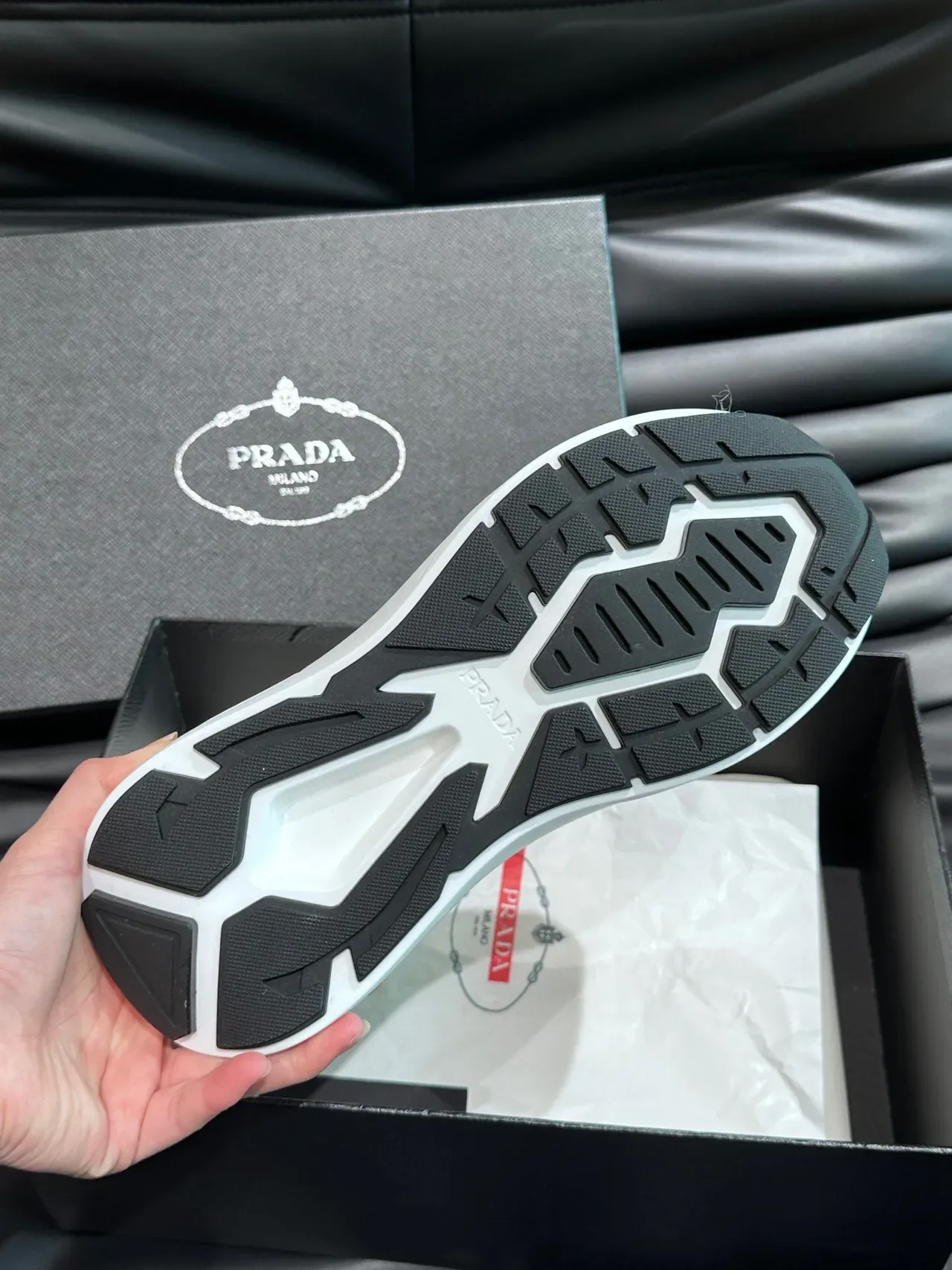 Prada Light Gray and White Mesh Lifestyle Sneakers 9